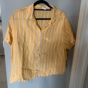 Yellow and white linen top